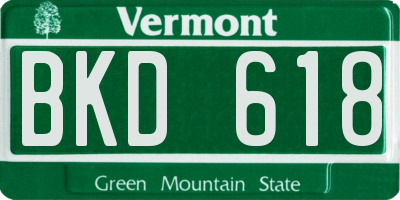 VT license plate BKD618