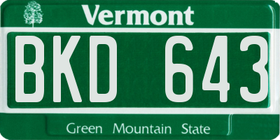 VT license plate BKD643