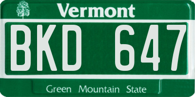 VT license plate BKD647