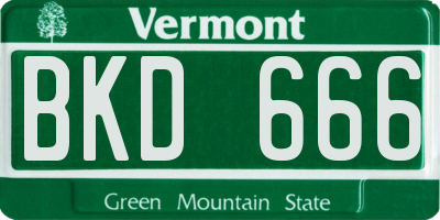 VT license plate BKD666