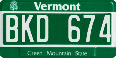VT license plate BKD674