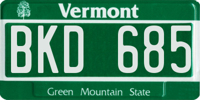 VT license plate BKD685