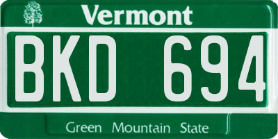 VT license plate BKD694