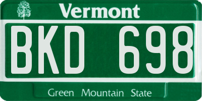 VT license plate BKD698