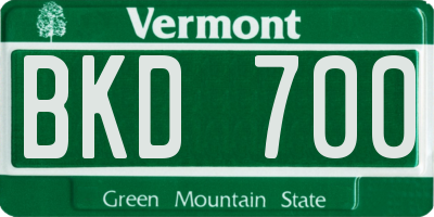 VT license plate BKD700
