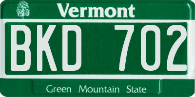 VT license plate BKD702