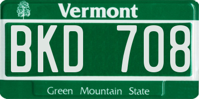 VT license plate BKD708