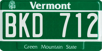 VT license plate BKD712