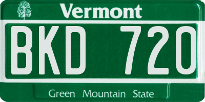 VT license plate BKD720