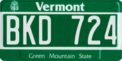 VT license plate BKD724