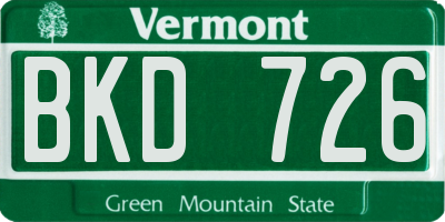 VT license plate BKD726