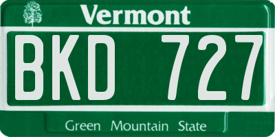 VT license plate BKD727