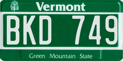 VT license plate BKD749