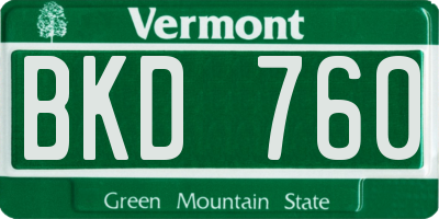 VT license plate BKD760
