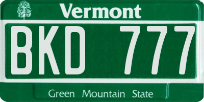 VT license plate BKD777