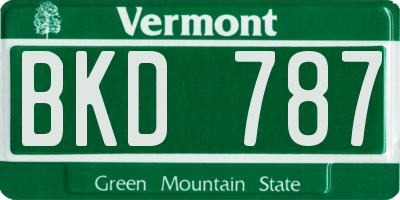 VT license plate BKD787