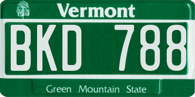 VT license plate BKD788