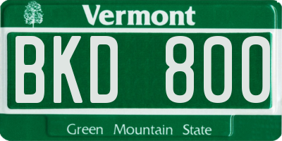 VT license plate BKD800
