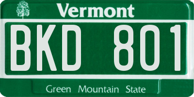 VT license plate BKD801