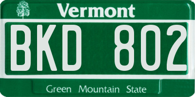 VT license plate BKD802