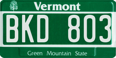 VT license plate BKD803