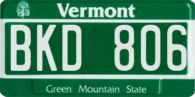 VT license plate BKD806
