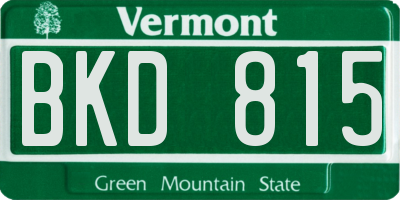 VT license plate BKD815