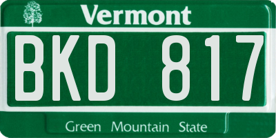 VT license plate BKD817