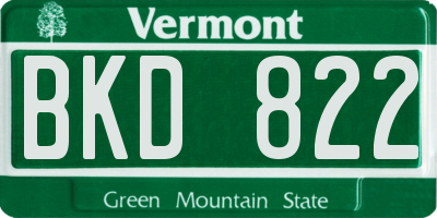 VT license plate BKD822