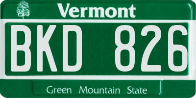 VT license plate BKD826