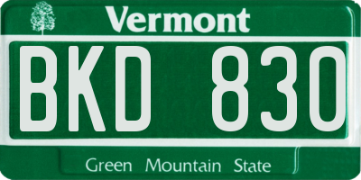 VT license plate BKD830
