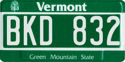 VT license plate BKD832