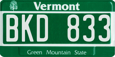 VT license plate BKD833