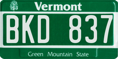 VT license plate BKD837