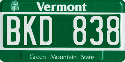 VT license plate BKD838