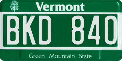 VT license plate BKD840