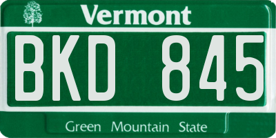VT license plate BKD845