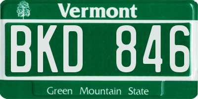 VT license plate BKD846