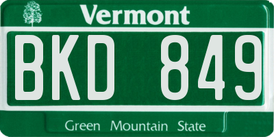 VT license plate BKD849