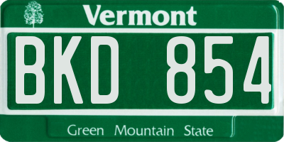 VT license plate BKD854