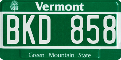 VT license plate BKD858