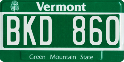 VT license plate BKD860