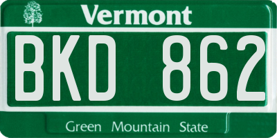 VT license plate BKD862