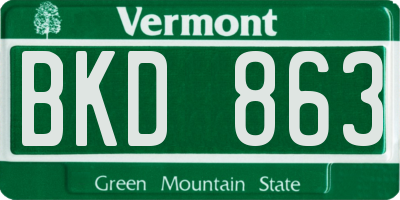 VT license plate BKD863