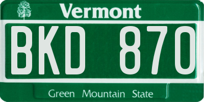 VT license plate BKD870