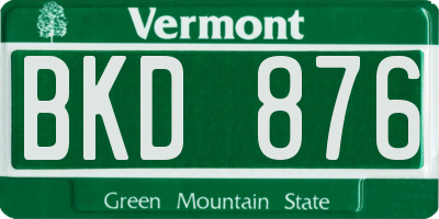 VT license plate BKD876