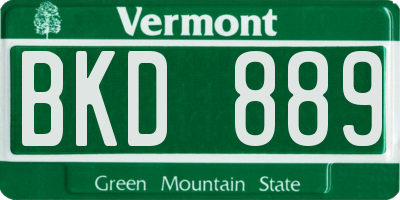 VT license plate BKD889