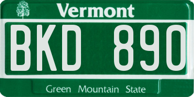 VT license plate BKD890