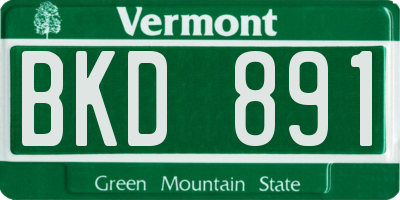 VT license plate BKD891