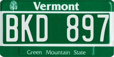 VT license plate BKD897